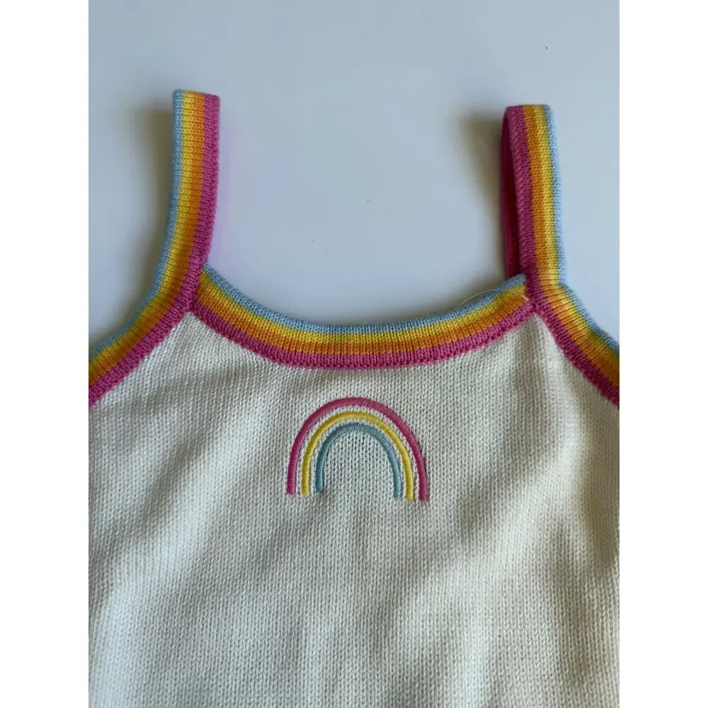 Old Navy Knit Embroidered Cardigan & Tank Top Set 100% Cotton Girls Small 6-7
